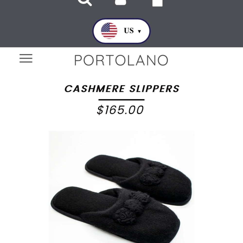 Portolano Elegant Black Cashmere Slippers